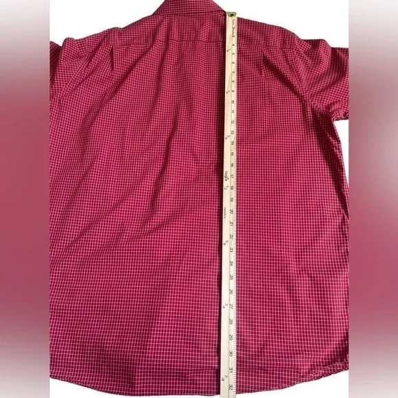 LL Bean Button Up Long Sleeved Red Checkered Shirt Wrinkle Resistant XL-Regular - Picture 5 of 8